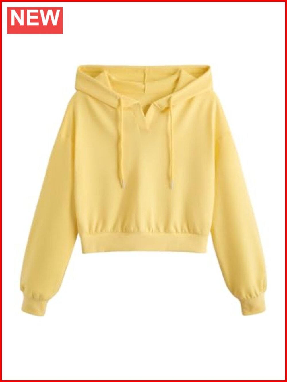 Women's Crop Hooded Sweatshirt Long Sleeve Drawstring Pullover Casual